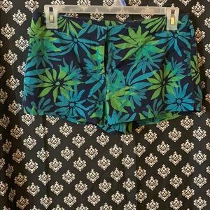 Leafy floral shorts.